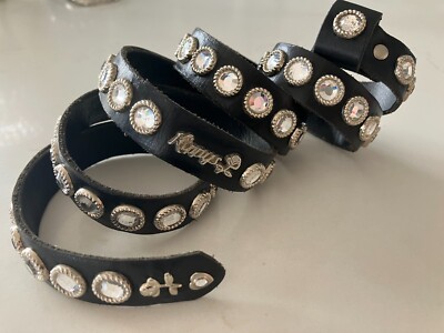 Kippy Swarovski Crystal Black Leather Belt 32 M Kippy main image 4