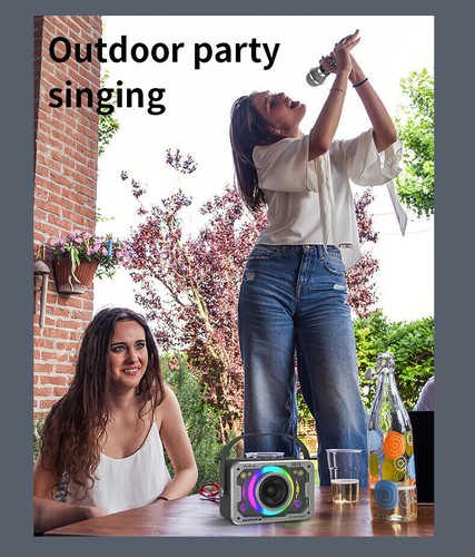 Bluetooth Lautsprecher kabellos Karaoke Mikrofon Outdoor Zuhause Singen KTV Stereo - Bild 9 von 26