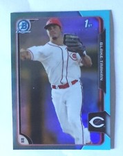 2015 Bowman Draft Chrome 1st Blake Trahan sky blue refractor #43 Reds 