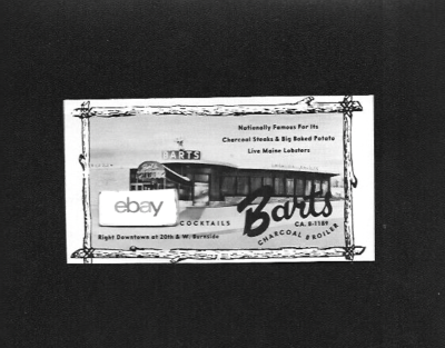 BARTS CHARCOAL BROILER RESTAURANT 20TH W BURNSIDE IN PORTLAND,OREGON 1957  AD