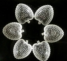 Set of 6 Clear Glass Strawberry Shaped Fruit/Berry/Dessert Bowls