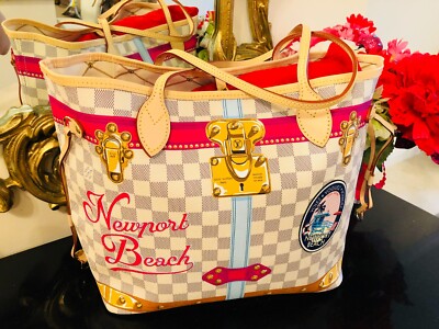 Louis Vuitton Neverfull MM Newport Beach Summer Trunks Damier Azur