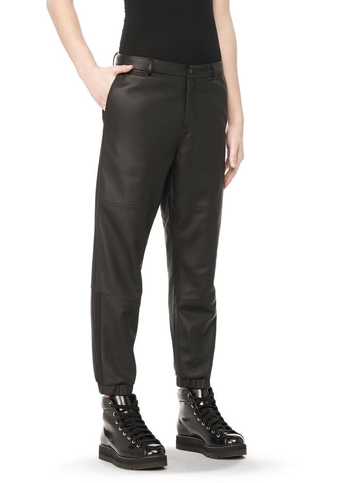 Alexander Wang ☆ブラウン スリム トラウザーズ T Alexander Wang 141896 Mens Black Paneled Leather Track
