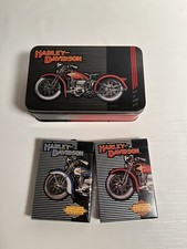 Harley Davidson 1903-1950 Historical Images Playing Cards 2 Decks Tin Motorcycle