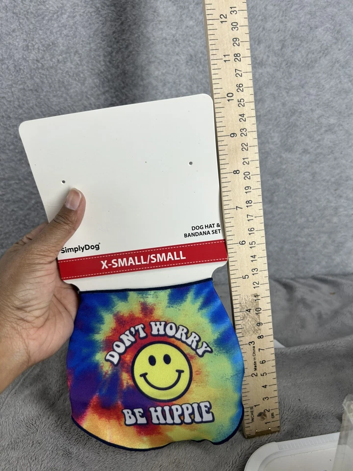Don’t Worry Be Hippie X Sombrero o Bandana Perro Pequeño/Pequeño Foto 3 de 3