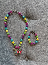 Unbranded Little Girl Pastel Beaded Minnie Mouse Necklace/Bracelet Set