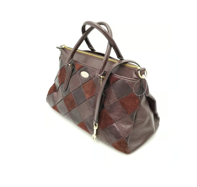 Coach Morgan Oxblood Diamond Patchwork Satchel Bag & Matching Zip