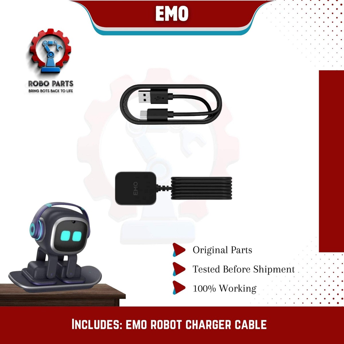 🦾 Emo Ai Robot Pet Accessories Replacement Parts | Charger, Box