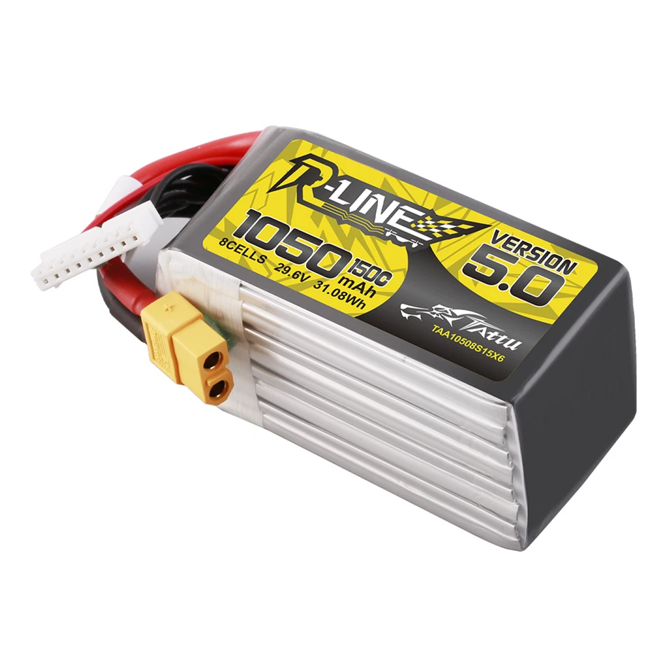 2X Tattu R-Line 1050mAh 150C 29.6V 8S Lipo Battery XT60 For FPV Racing Quadcopte - Image 3 of 4
