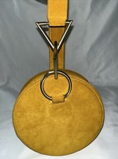 Tara Zadeh Golden Mustard Yellow Suede Leather Handbag Purse Size Small