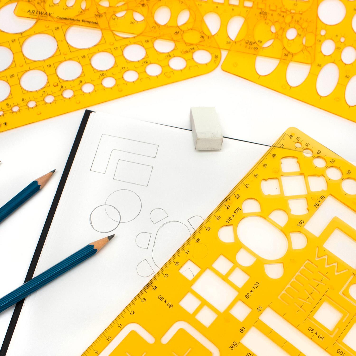 Artway Stencils - Set of 4 Assorted Flexible Plastic Templates