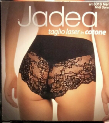 slip midi JADEA con pizzo taglio laser cotone elasticizzato NERO Tg 4 art.8016