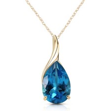 14K. SOLID GOLD NECKLACE WITH NATURAL BLUE TOPAZ Yellow Gold 