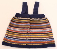 Skirt knitted skirt with straps striped elastic waistband handmade vintage retro