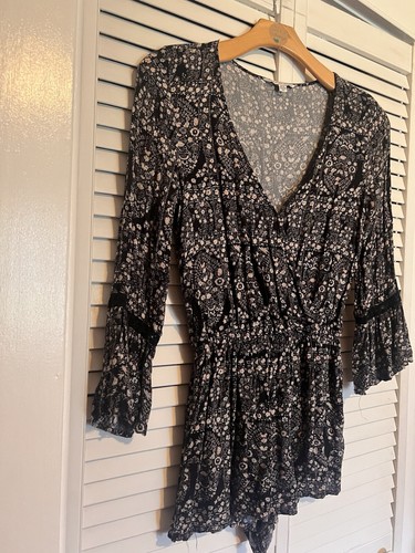 Pagliaccetto tuta donna AMERICAN EAGLE taglia S piccolo Cottagecore floreale boho - Foto 2 di 11