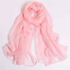 100 Silk Scarf Women neckerchief Shawl Wrap solid color thin pink red MY115-22