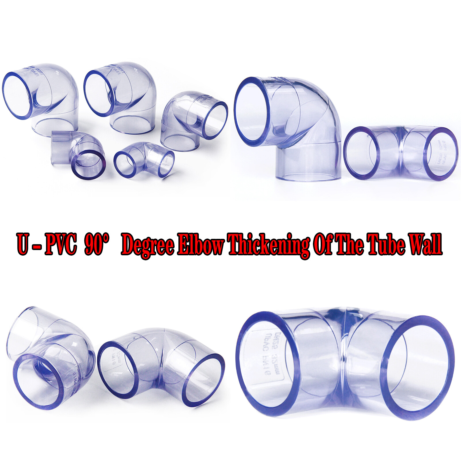 Clear PVC Elbow Pipe Fittings 20mm110mm Aquarium Fish Tank Pond