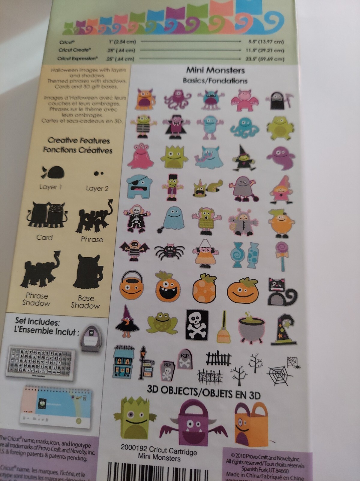 2010 Provo Craft Cricut Cartridge Mini Monsters Complete 93573639616