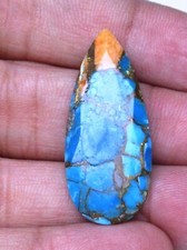 Spiny Oyster Copper Turquoise Pear Cabochon 18.55 ct Loose Gemstone J 3547