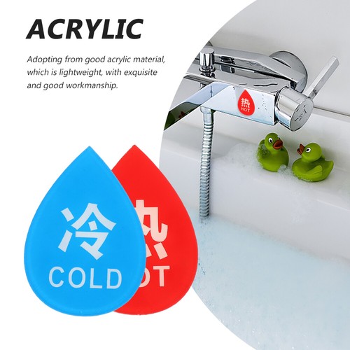 12 Pcs Acrylic Faucets Sticker Signs Hot Tips Cold and Water