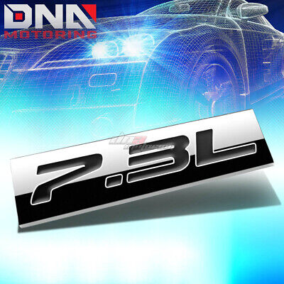 3M TAPE ON METAL EMBLEM DECAL LOGO TRIM BADGE POLISHED CHROME RED 7.3L 7.3 L
