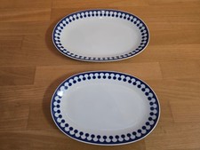 2 Servierplatten, Space Age, blaue Kreise, Mi...