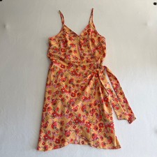 SHEIN Floral Wrap Dress Yellow Women's Large