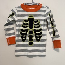 Hanna Andersson Halloween Skeleton Stripe Glow-in-the-Dark 2 Piece Pajama Set 2T