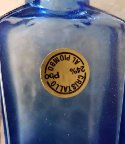 Vintage Cobalt Blue Cristallo Glass Line Perfume Bottle Made In Italy - Picture 3 of 4