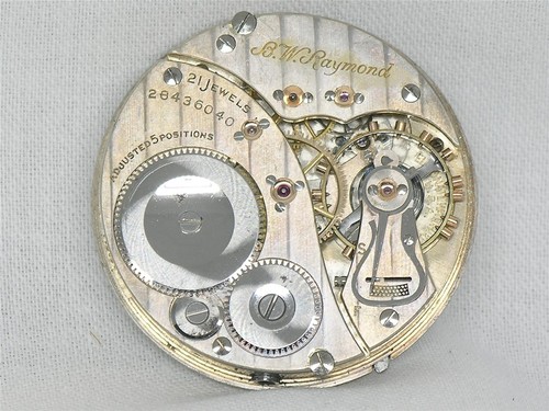 21 JEWEL ELGIN GR 472 "INVAR" BW RAYMOND 16S RAILROAD POCKET WATCH MOV'T & DIAL