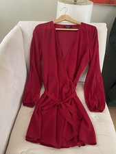 LULUS Beautiful Sexy Deep Red Mini Wrap Dress, Medium, W/ Lining, Worn Only Once