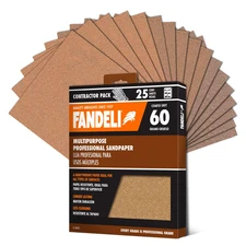 36021 060 Grit Multipurpose Sandpaper Sheets, Brown , 9" X 11", 25-Sheet