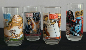 Coca-Cola Star Wars 1983 Vintage 4pc Drinking Glass Set 12oz 3-Return of Jedi