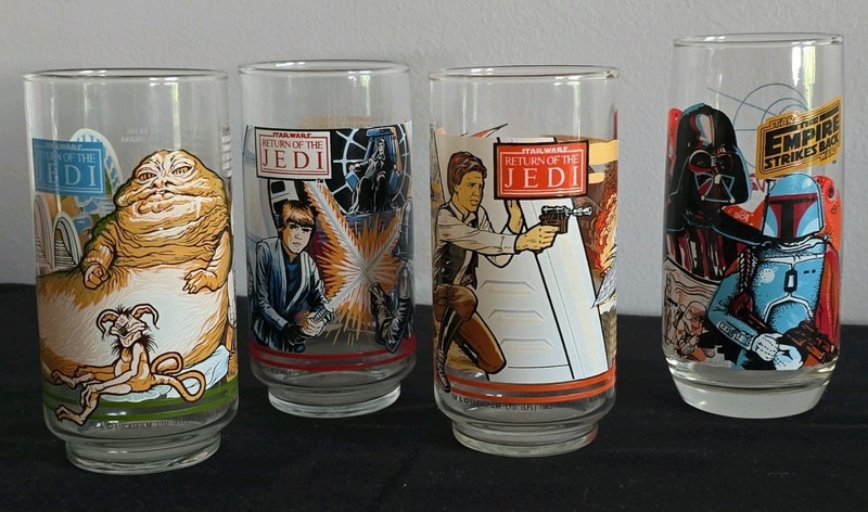 Coca-Cola Star Wars 1983 Vintage 4pc Drinking Glass Set 12oz 3-Return of Jedi