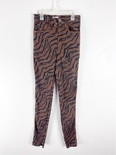 WEWOREWHAT Brown Black Piped Stiletto Slit Tiger Skinny Jean Size 27