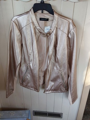 New With Tags Blush Pink Ivana Trump Bomber Style Faux Leather Women's Jacket...