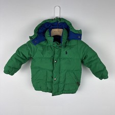POLO RALPH LAUREN 2/2T Toddler Down Feather Puffer Jacket Solid Green Kids Coat