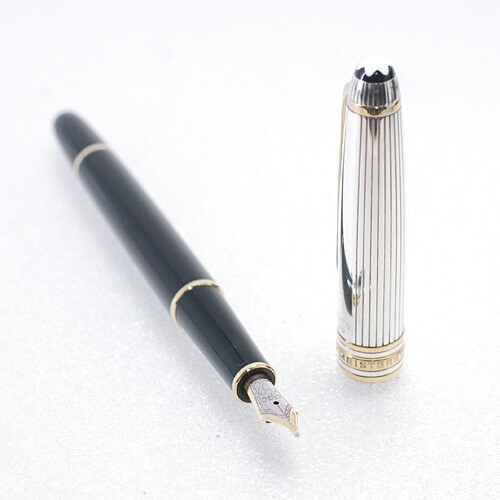 Montblanc 144 Ag925 Meisterstück Solitaire Due Fountain Pen Nib 18K 750/Double U - 第 3/6 張圖片