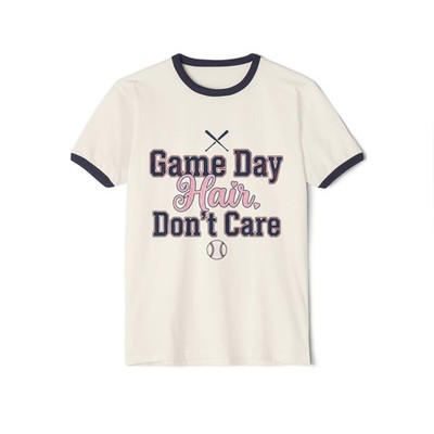 Game Day Hair Don t Care Ringer Tee | Baseball Mom Game Day Shirt