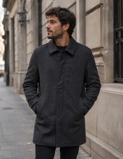 Banana Republic Men's Gray Wool Overcoat Button Front Point Collar Pockets M