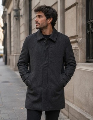 Banana Republic Men's Gray Wool Overcoat Button Front Point Collar Pockets M