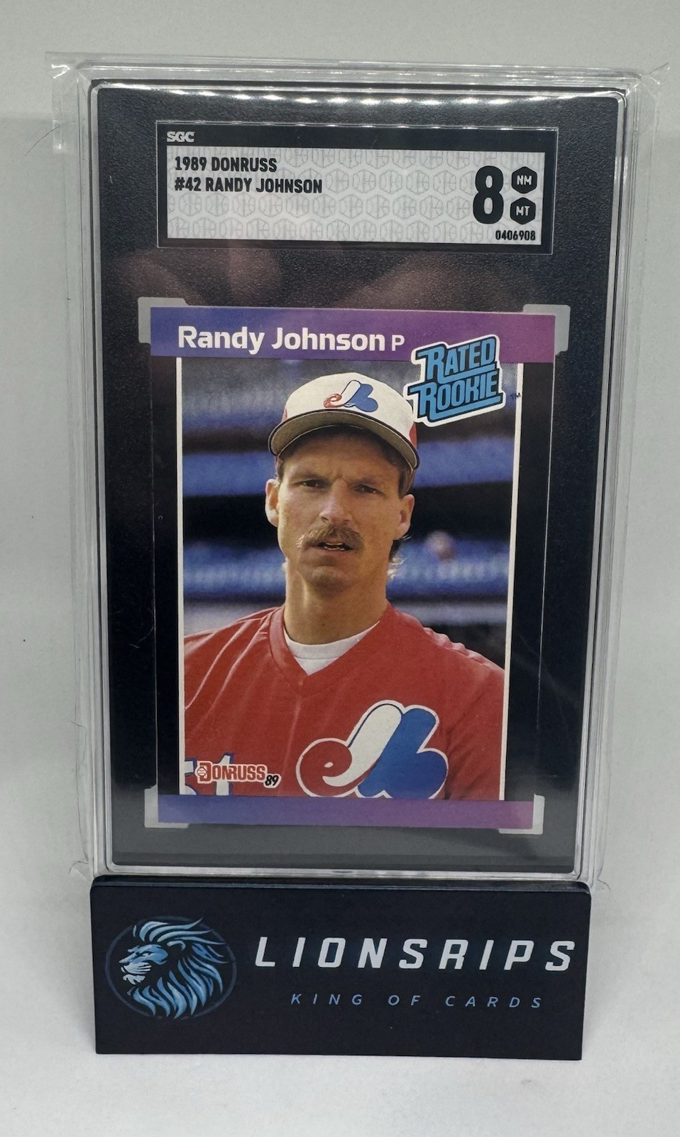 1989 Donruss Rated Rookie  Randy Johnson  #42 (RC) Rated Rookie SGC 8 NM,MT