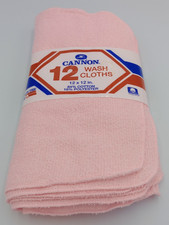 Vintage Cannon Washcloth Set Of 12 Solid Pink 12"x12โ Made in USA, Brand New