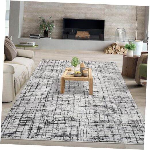 Modern Washable 9x12 Abstract Area Rug for Indoor Spaces
