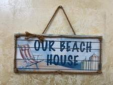 Our Beach House Wooden Wall Plaque  Nautical Coastal Home Decor  Hanging Sign