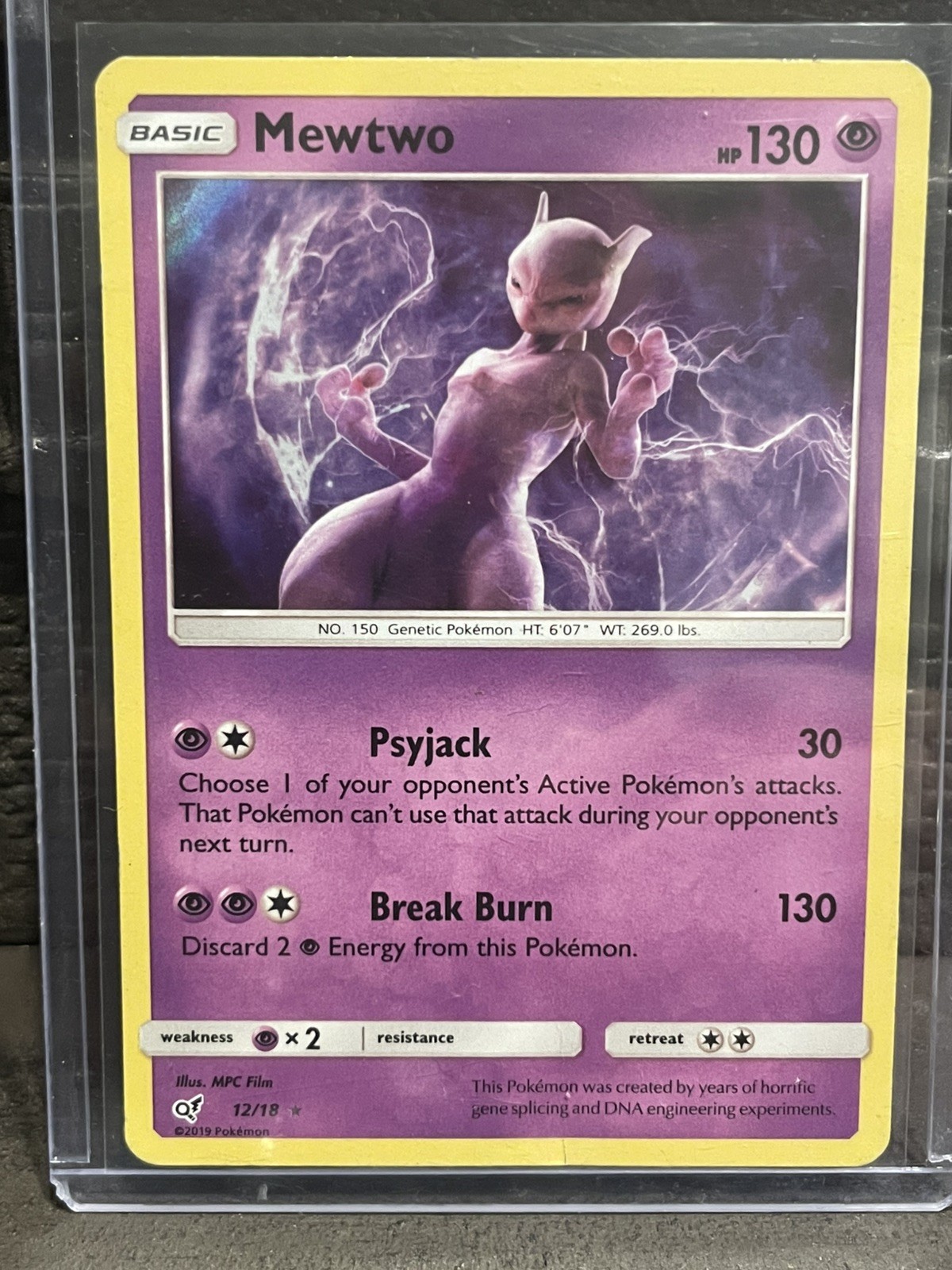 Pokemon TCG SM Detective Pikachu Mewtwo 12/18 Holo Rare MP see photos