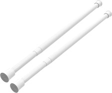 2 Pack Spring Tension Curtain Rods 18 to 28 inches Adjustable,Small Short Kitche
