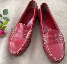 Vintage Ralph Lauren Womens Sz 10B Leather Loafer Made in USA Red