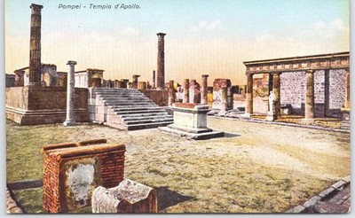Vintage Pompeii Temple of Apollo Italy Postcard by V. Carcavallo