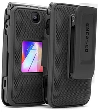  Belt Case for Go Flip V Phone Case, Black Protective Snap-On Cover with 